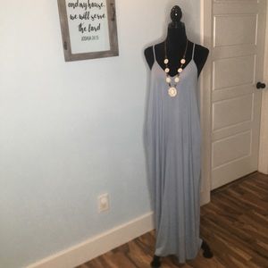 Ash Blue Spaghetti Strap Maxi (Plus Sizes)